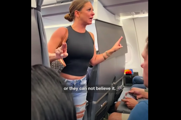 woman on plane having meltdown